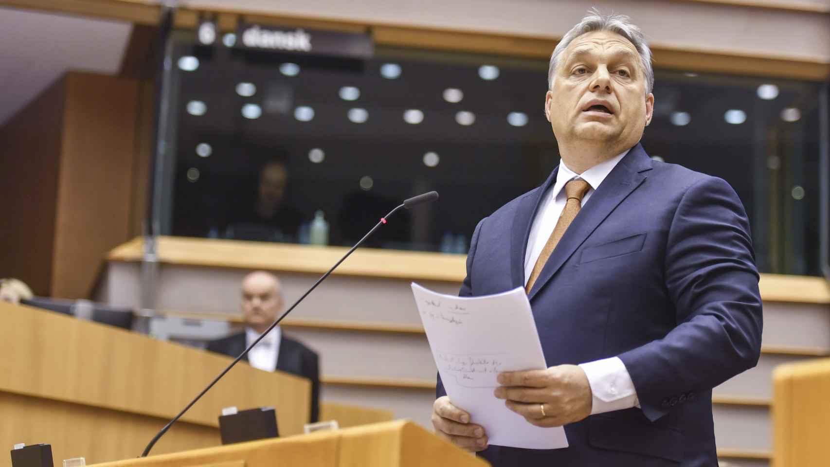 El primer ministro húngaro, Viktor Orbán, durante su comparecencia en la Eurocámara