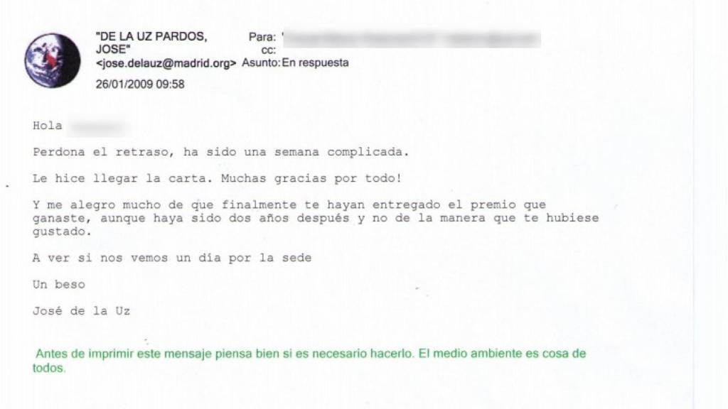 Contestación de José de la Huz, actual alcalde de Las Rozas.