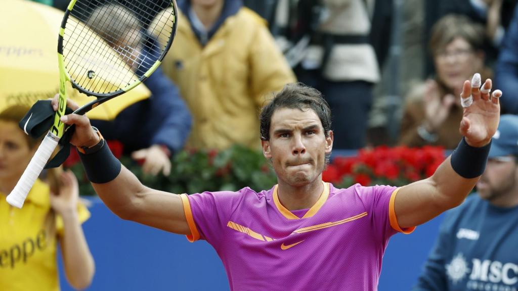 Nadal, celebrando su pase a cuartos de final en Barcelona.