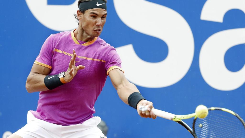 Nadal, golpeando una derecha ante Chung.