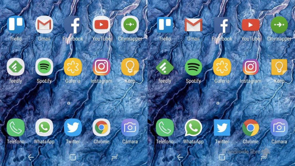 Cómo quitar los marcos de los iconos en el Samsung Galaxy S8