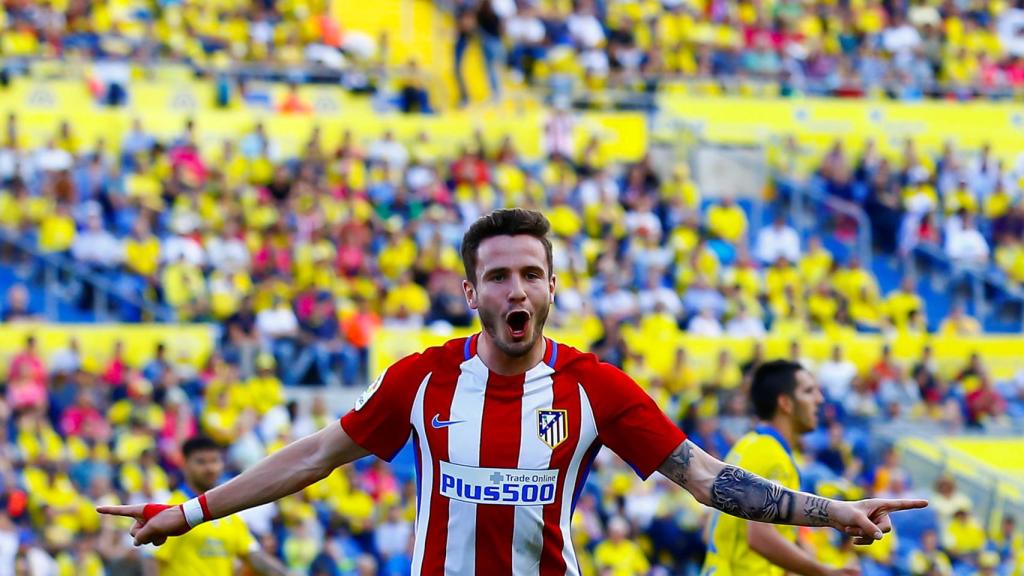 Saúl celebra el segundo gol contra Las Palmas