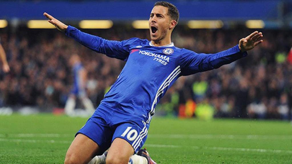 Hazard celebrando un gol con el Chelsea. Foto: chelseafc.com