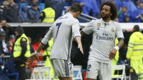 Cristiano celebra con Marcelo. Fotógrafo: Manu Laya / El Bernabéu