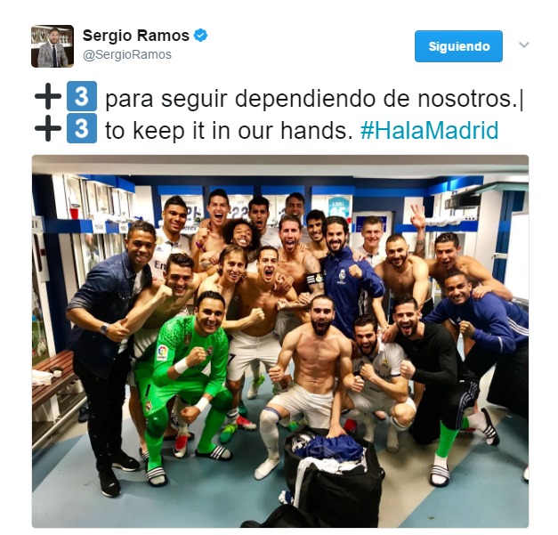 Ramos en Twitter tras la victoria contra el Valencia