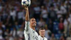 Cristiano Ronaldo celebra el pase a semis contra el Bayern.