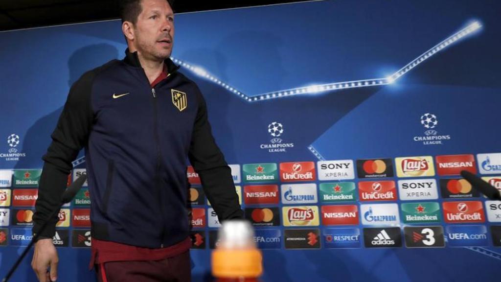 Simeone, en la rueda de prensa previa al enfrentamiento contra el Madrid.