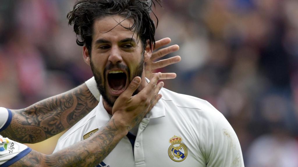 Isco celebra un gol con el Real Madrid.