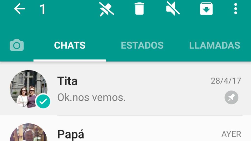 WhatsApp te deja poner tres chats fijos en la parte superior