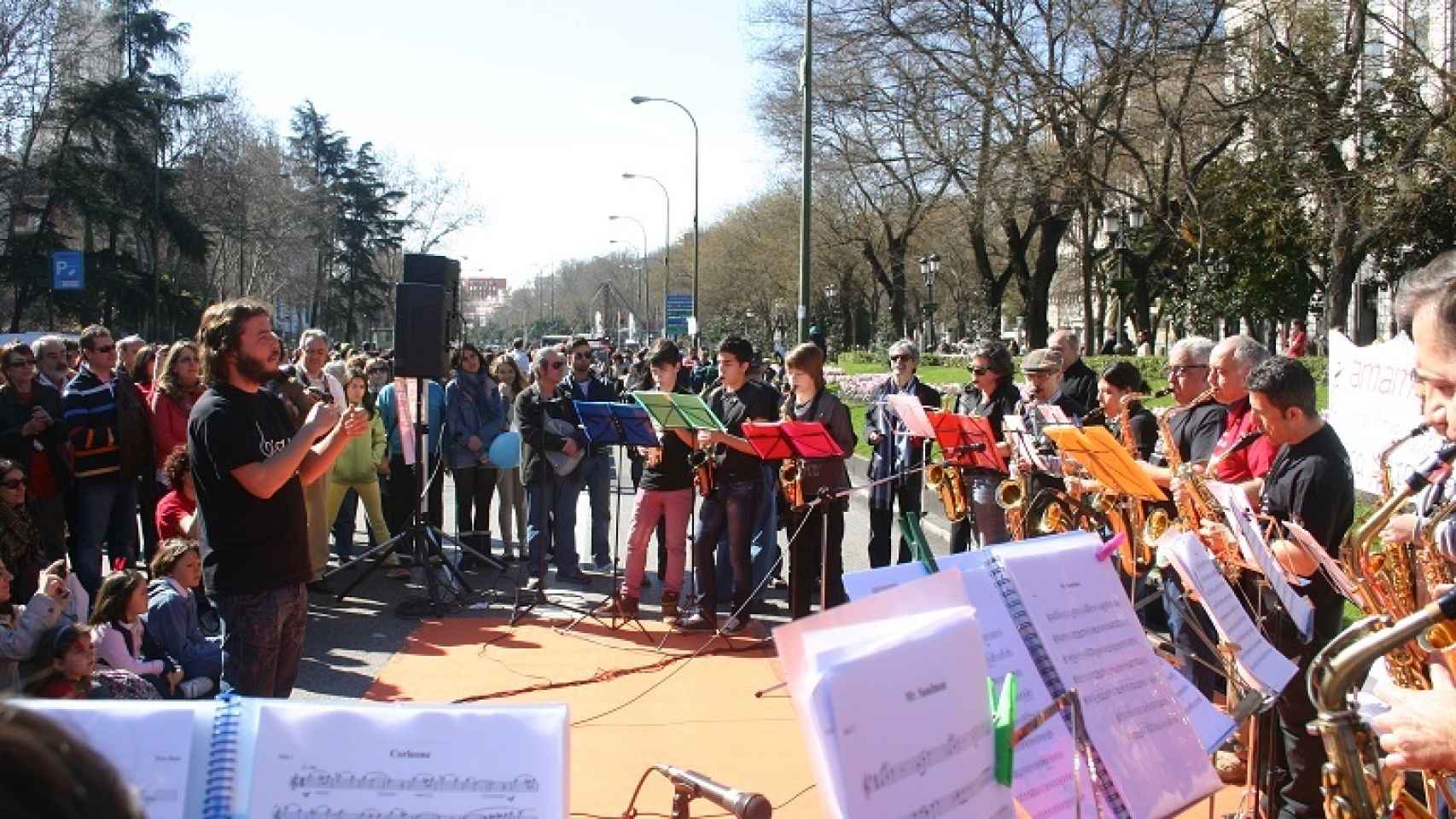 Protestas en 2014, en el centro de Madrid, por la recuperación de las escuelas musicales.