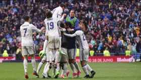 El Real Madrid celebrando el gol de Marcelo ante el Valencia. Foto: Twitter (@GarethBale11)