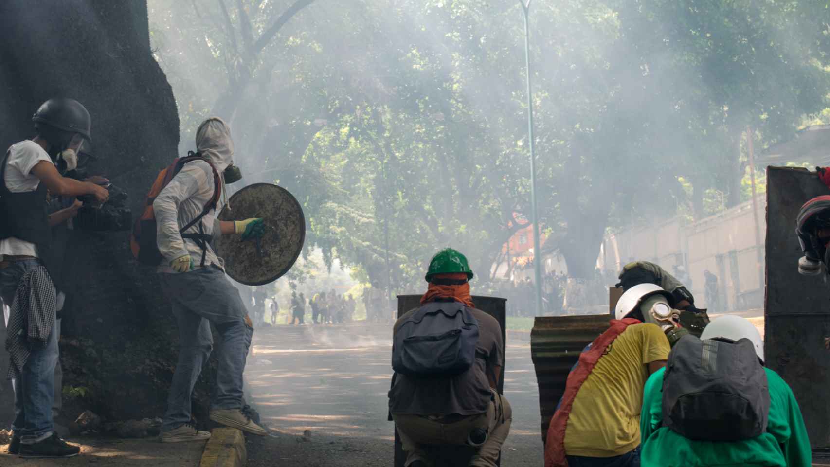 Enrentamientos entre policía y manifestantes el 1 de mayo en Caracas