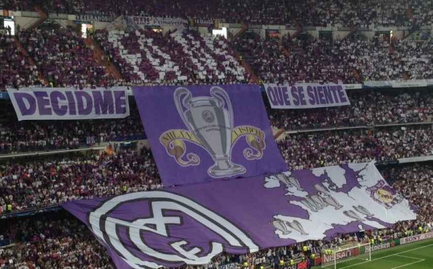 El tifo despegado en la semifinal de la Champion League, en el Bernabéu.s