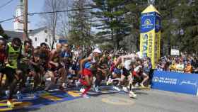 Corredores en la maratón de Boston 2017.
