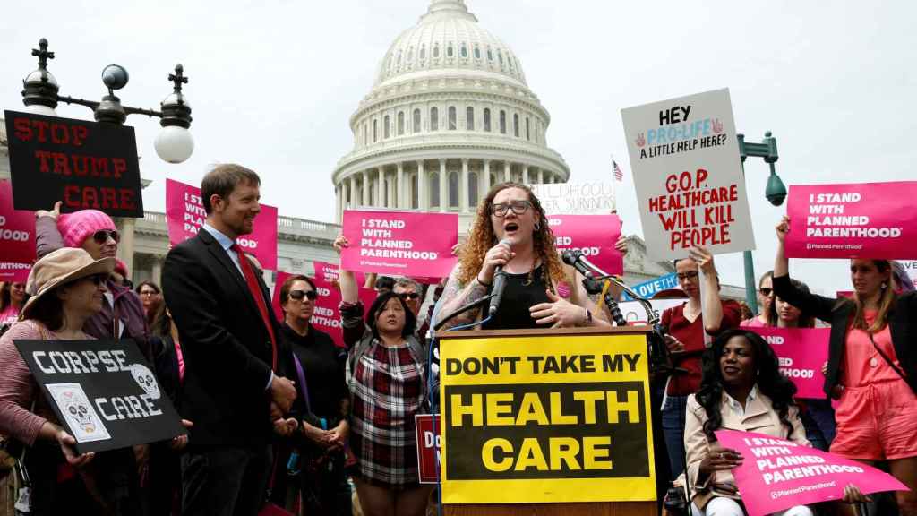 Imagen de las protestas contra la reforma sanitaria de Trump.