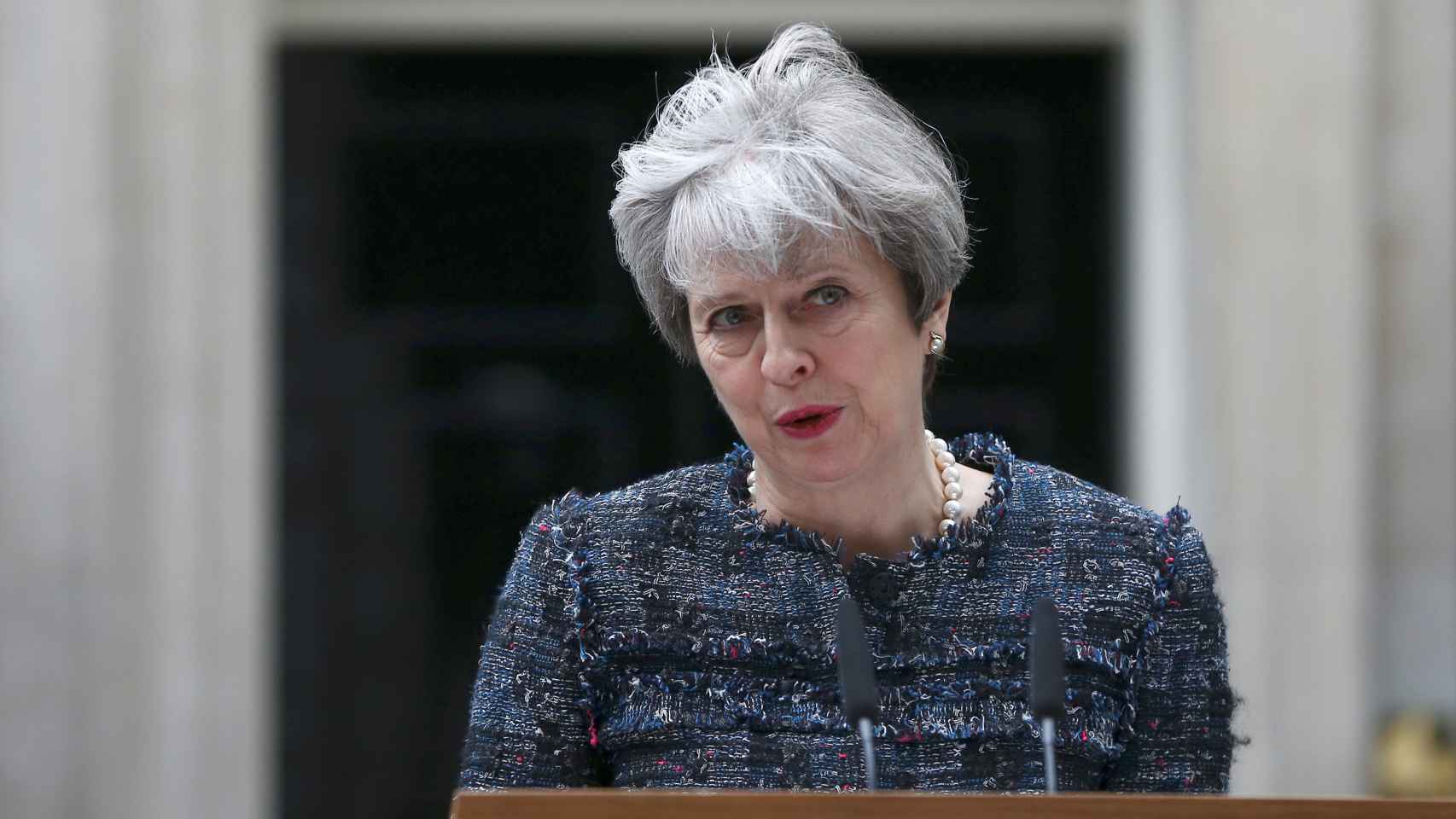 Theresa May durantu su discurso de esta semana en Downing Street