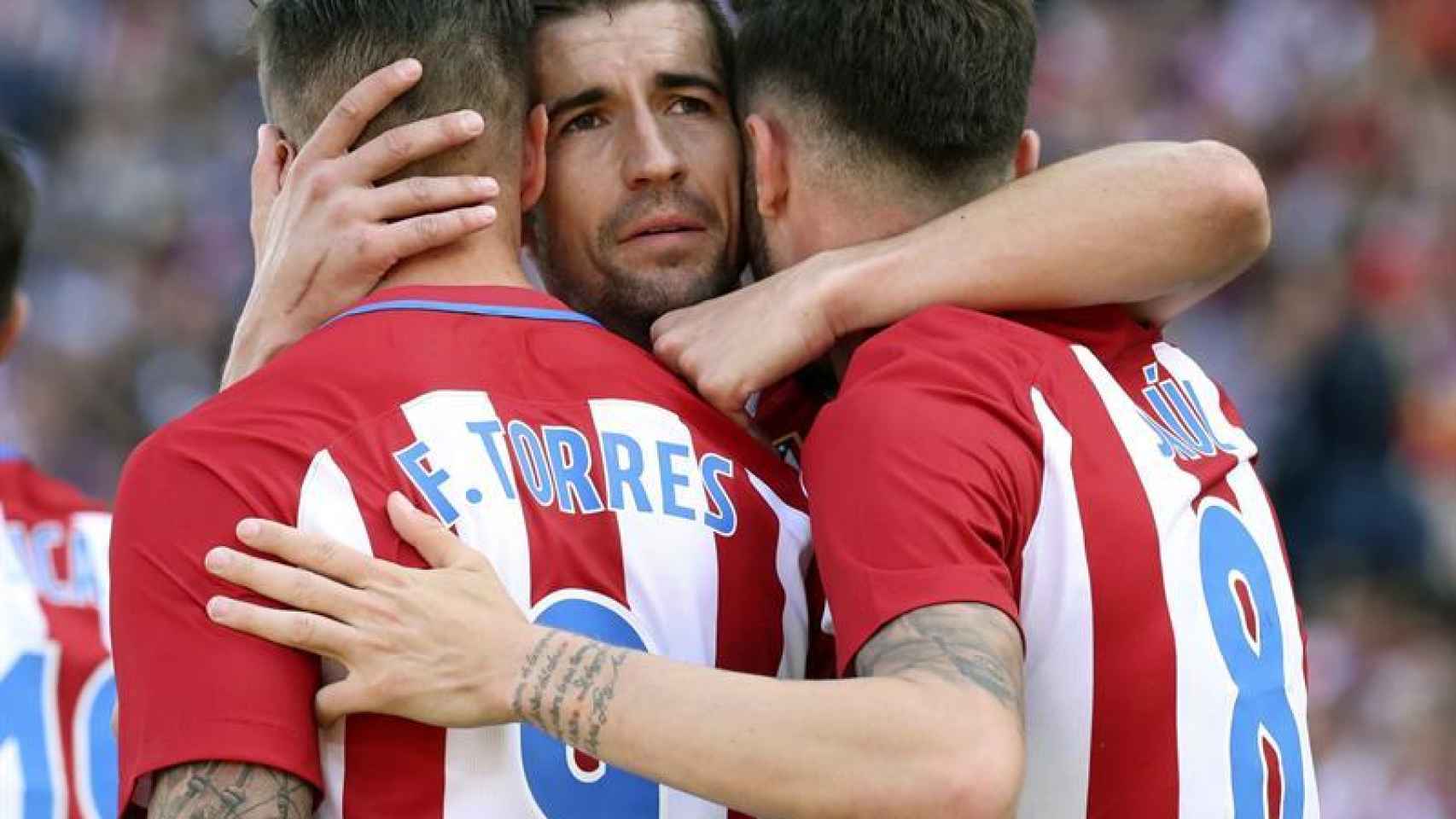 Gabi celebra el gol con sus compañeros ante el Eibar.