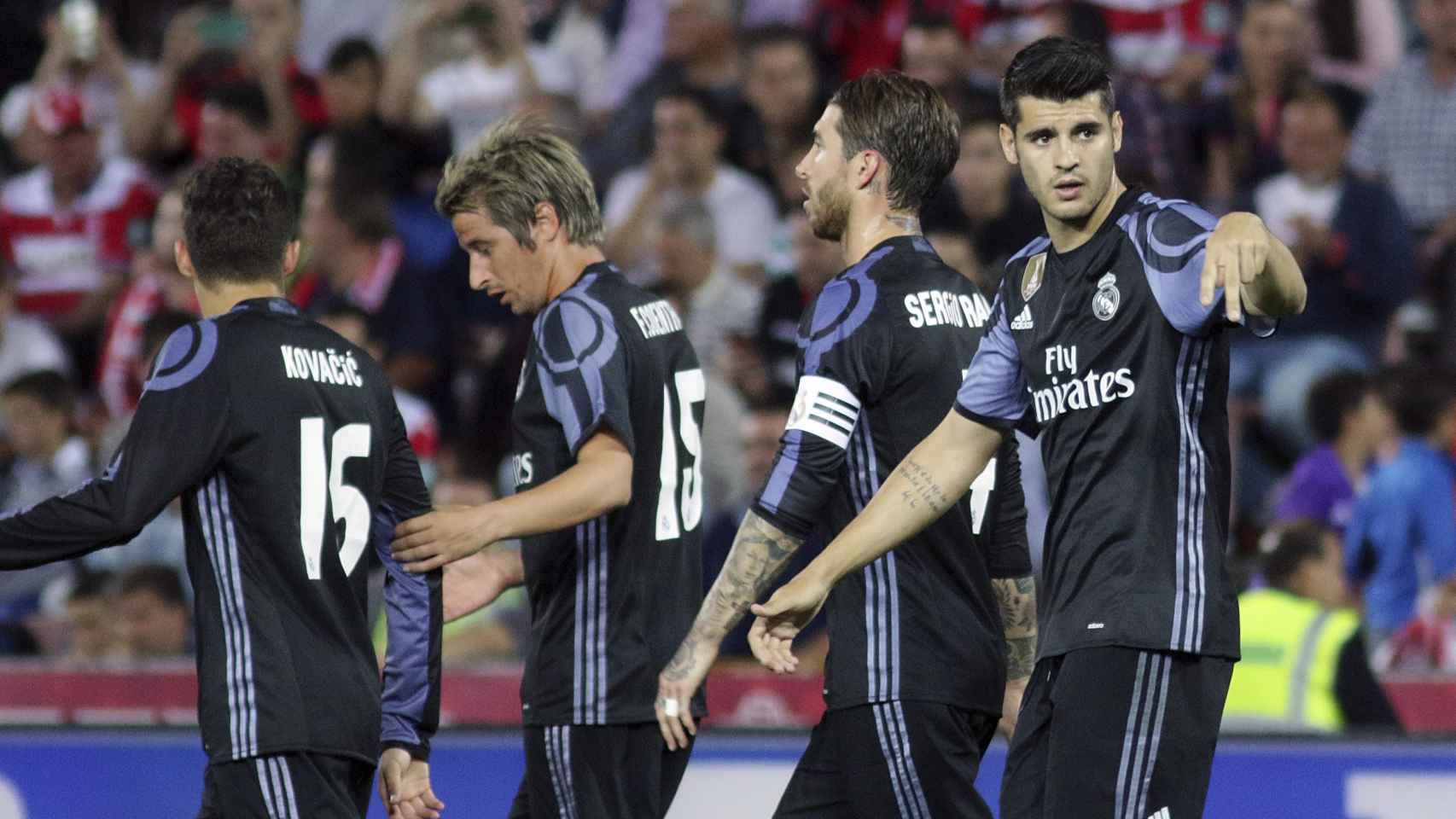 Morata celebra uno de sus goles ante el Granada.