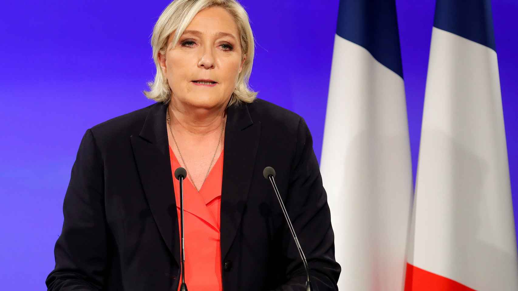 Le Pen durante su discurso de derrota