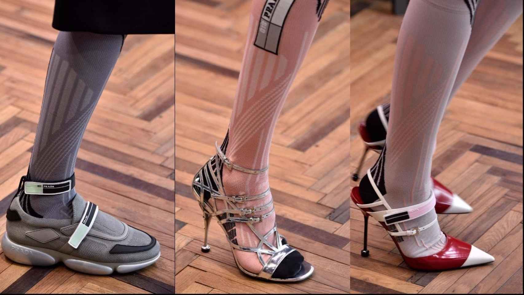 En los pies, con tacones o sin ellos, la inspiración es clara: futurismo y mucho deporte. | Foto: Getty Images.