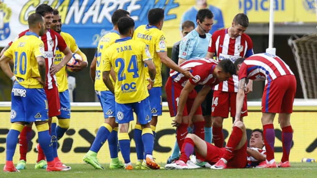 Lesión de Giménez ante Las Palmas. Foto. atleticodemadrid.com