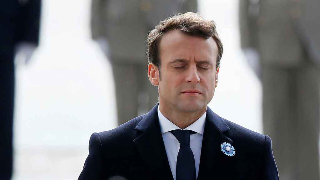 Macron, este lunes durante la celebración del Día de la Victoria
