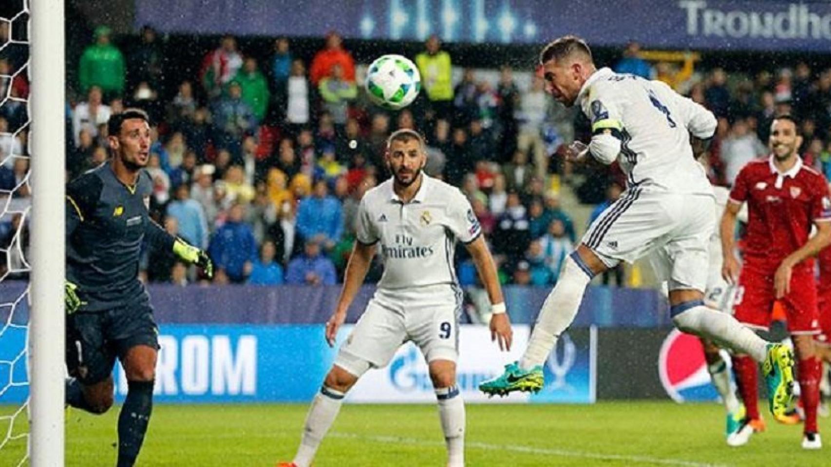 Sergio Ramos en la Supercopa contra el Sevilla