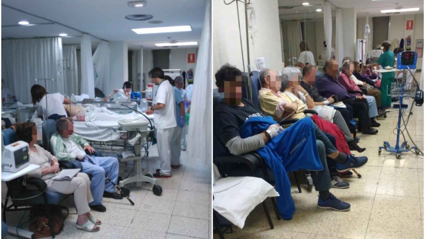 Dos imágenes que recogen el aspecto de las salas de urgencias
