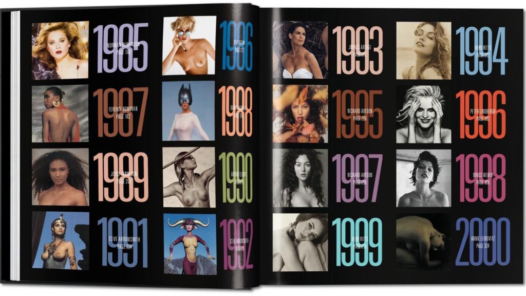 Resumen de las publicaciones del calendario Pirelli reunidas en el libro El calendario Pirelli. 50 años y mucho más de TASCHEN.