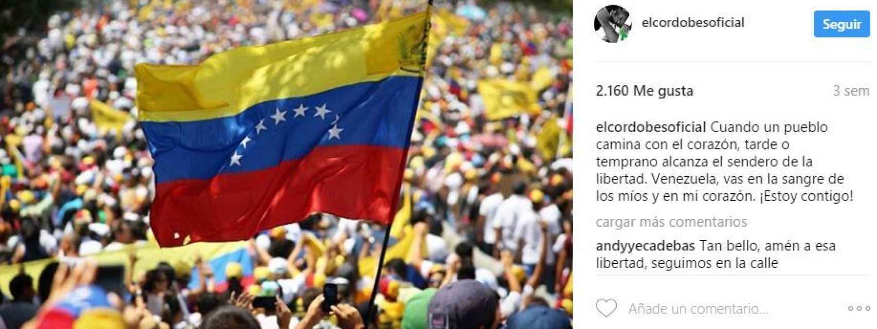 El mensaje por Venezuela de Manuel Díaz.