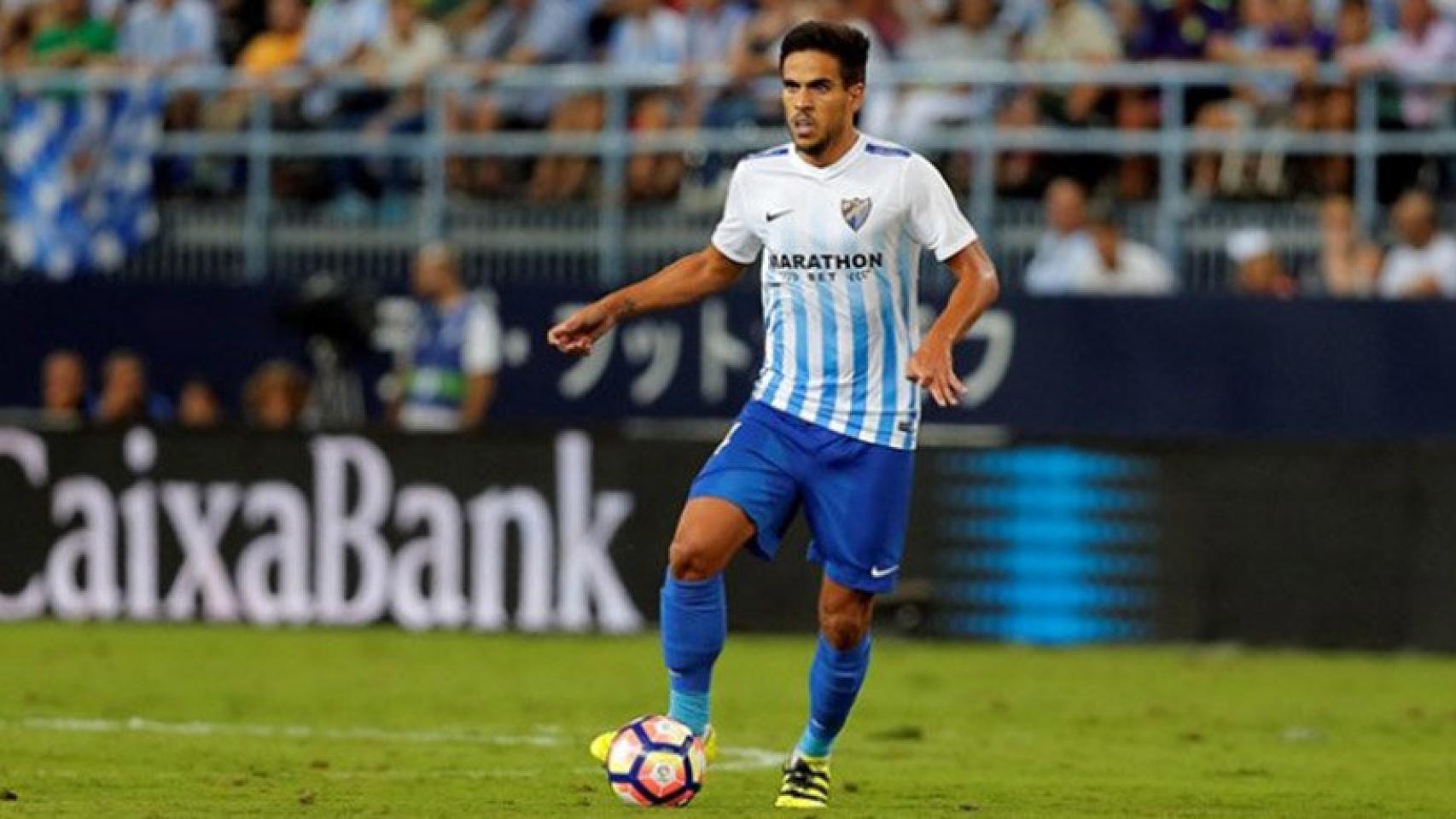 Recio en un partido con el Málaga. Foto: malagacf.com