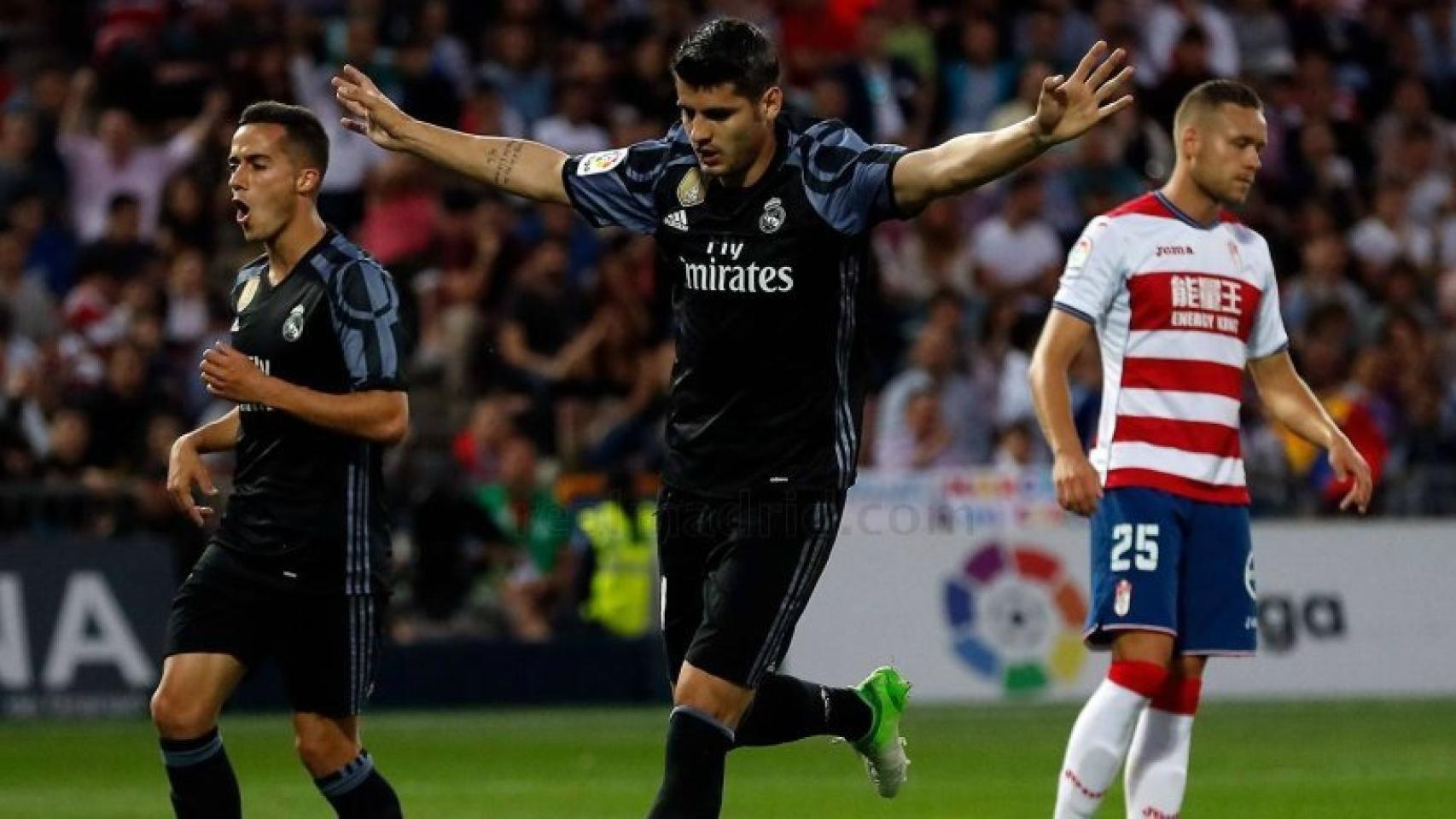 Morata celebra su primer gol