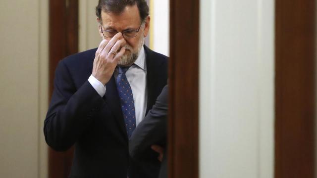 El presidente del Gobierno, Mariano Rajoy, tras la sesión de control.