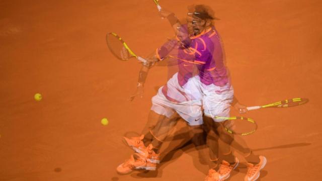 Nadal, durante su primer partido en el Mutua Madrid Open.