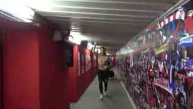 Ramos celebra la victoria en el túnel de vestuarios