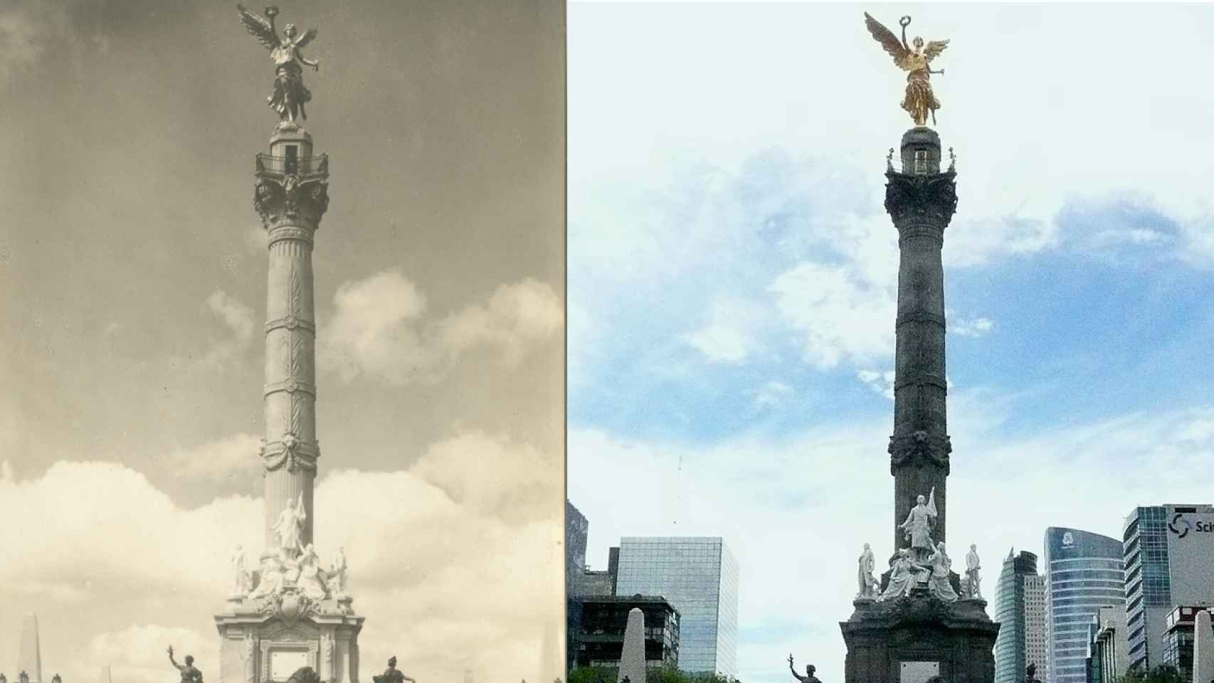 El monumento antes y después.