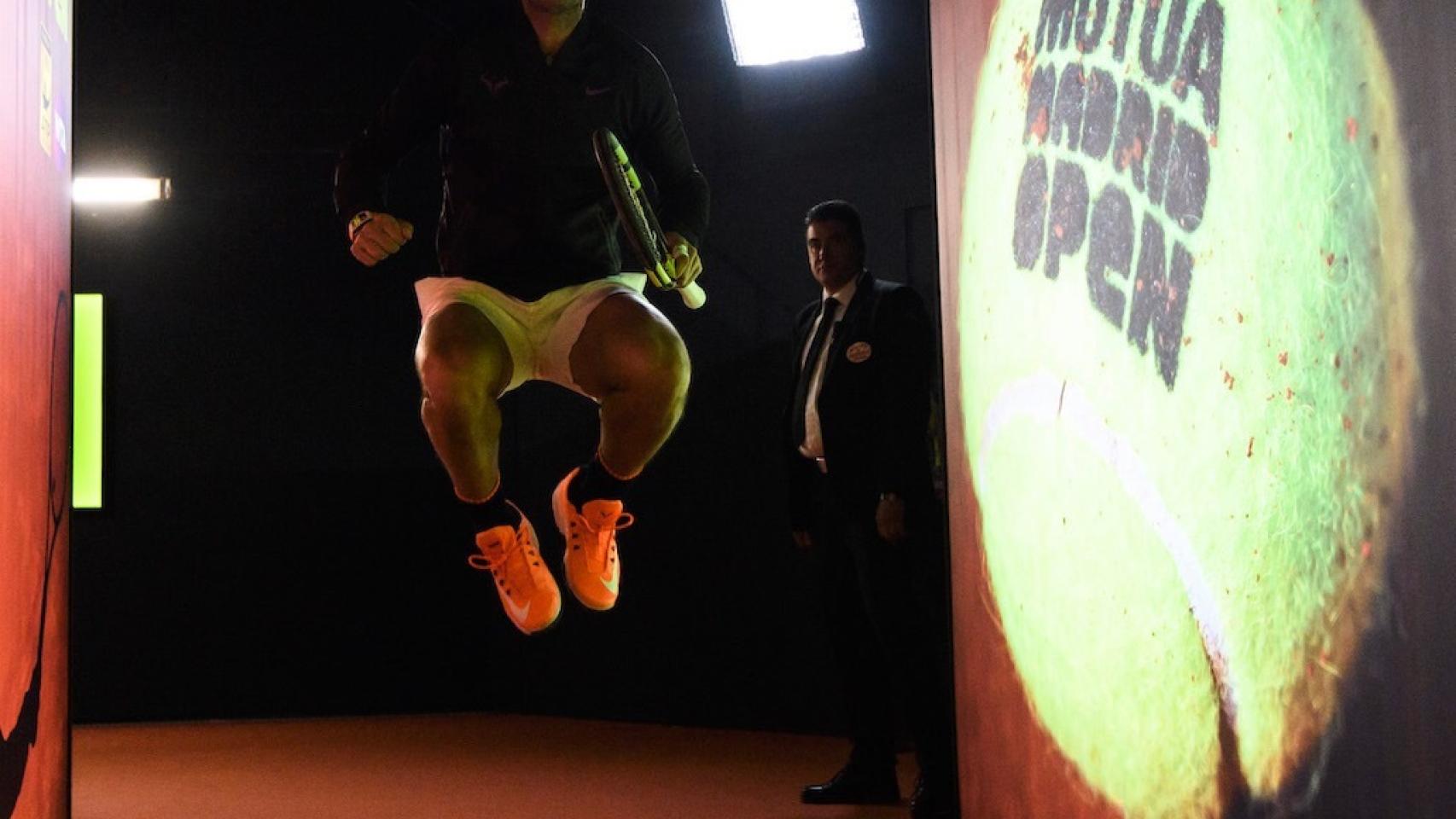 Nadal, antes de salir a jugar su partido de cuartos de final en Madrid.