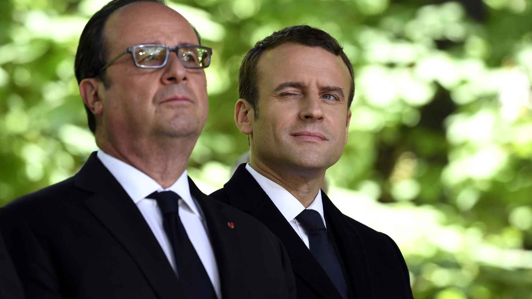 Hollande y Macron, durante un acto en París
