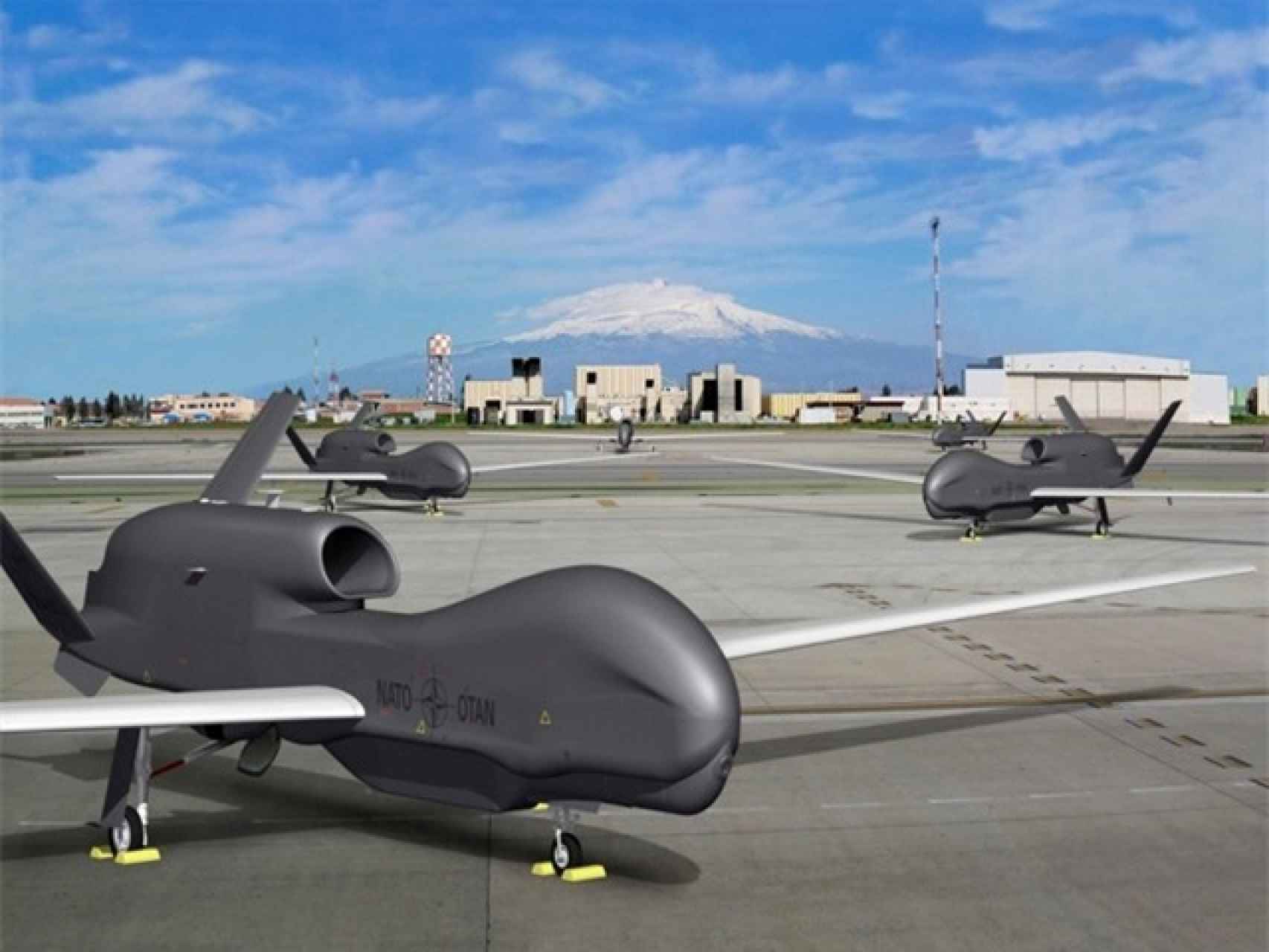 Los cinco drones de la OTAN tendrán su base en Sigonella, en Sicilia (Italia).