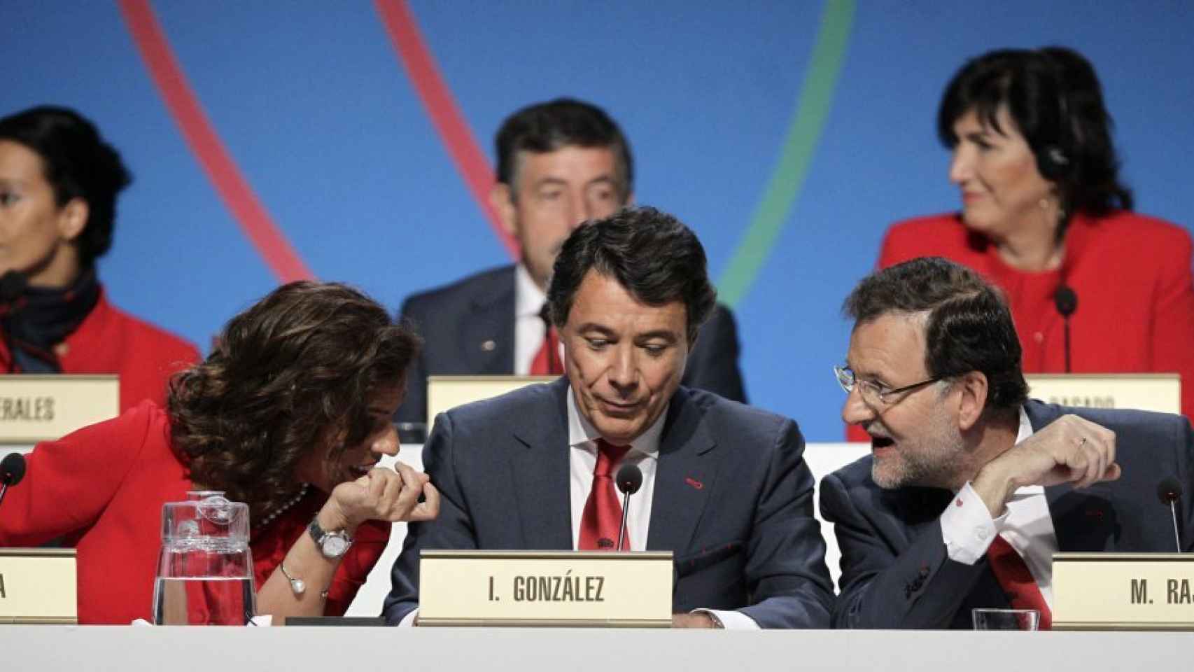 El ex presidente madrileño, Ignacio González, junto a Mariano Rajoy y Ana Botella.