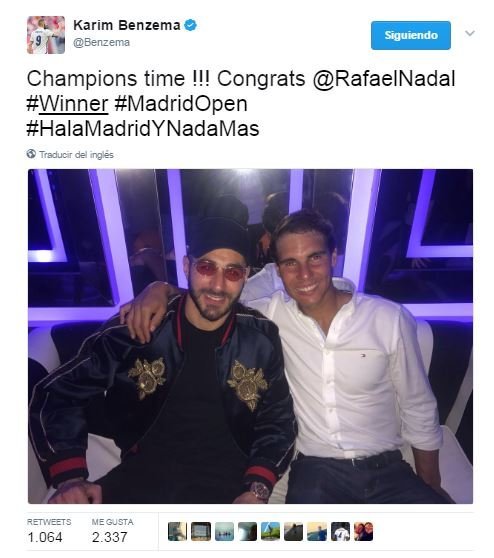 Benzema celebra con Nadal una noche de campeones