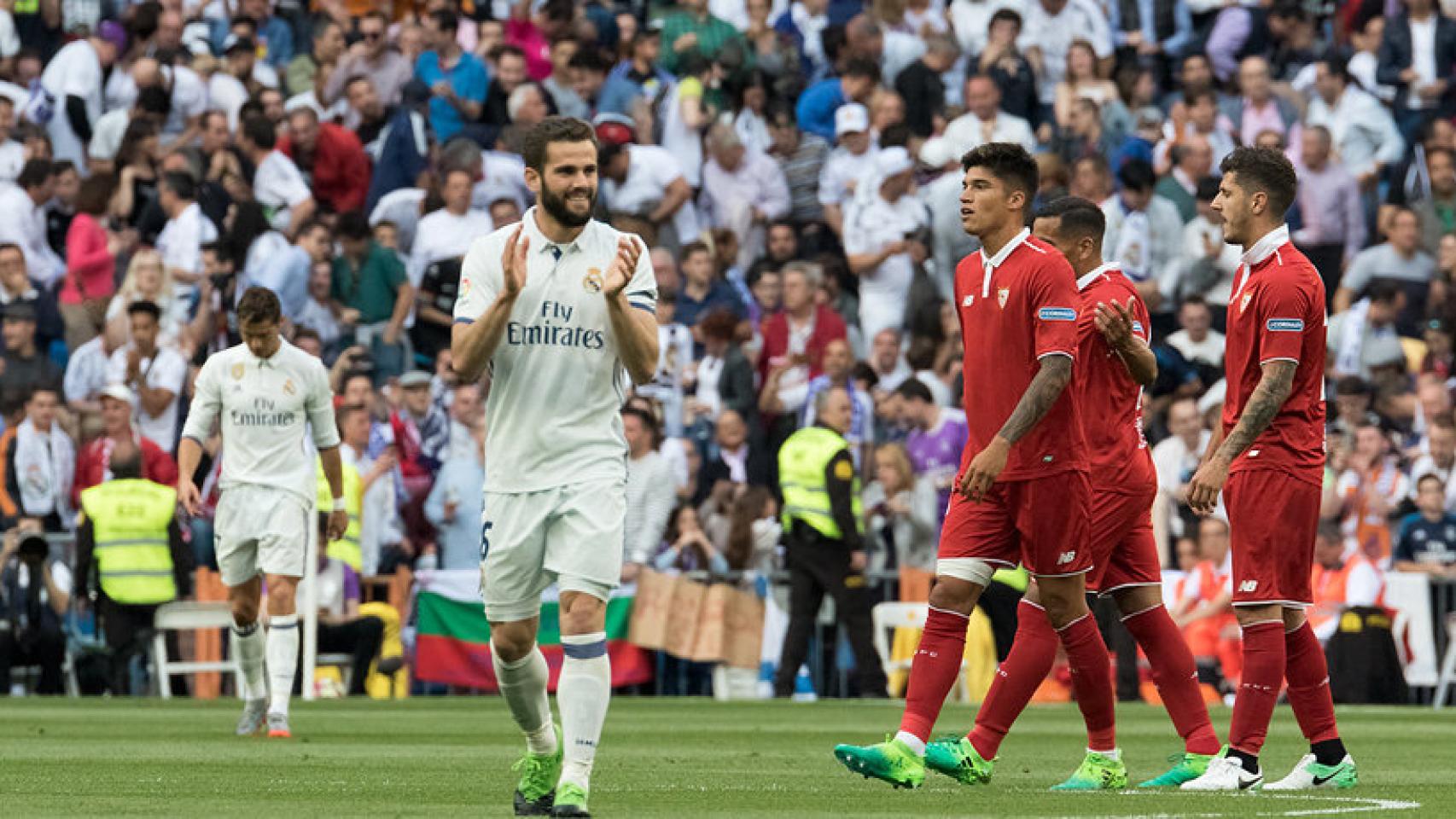 Nacho aplaude su gol. Foto: Pedro Rodríguez / El Bernabéu