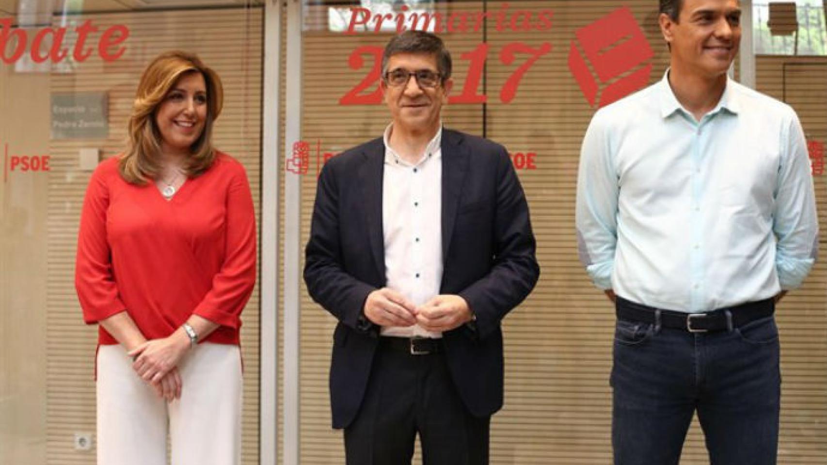 Susana Díaz, Patxi López y Pedro Sánchez.