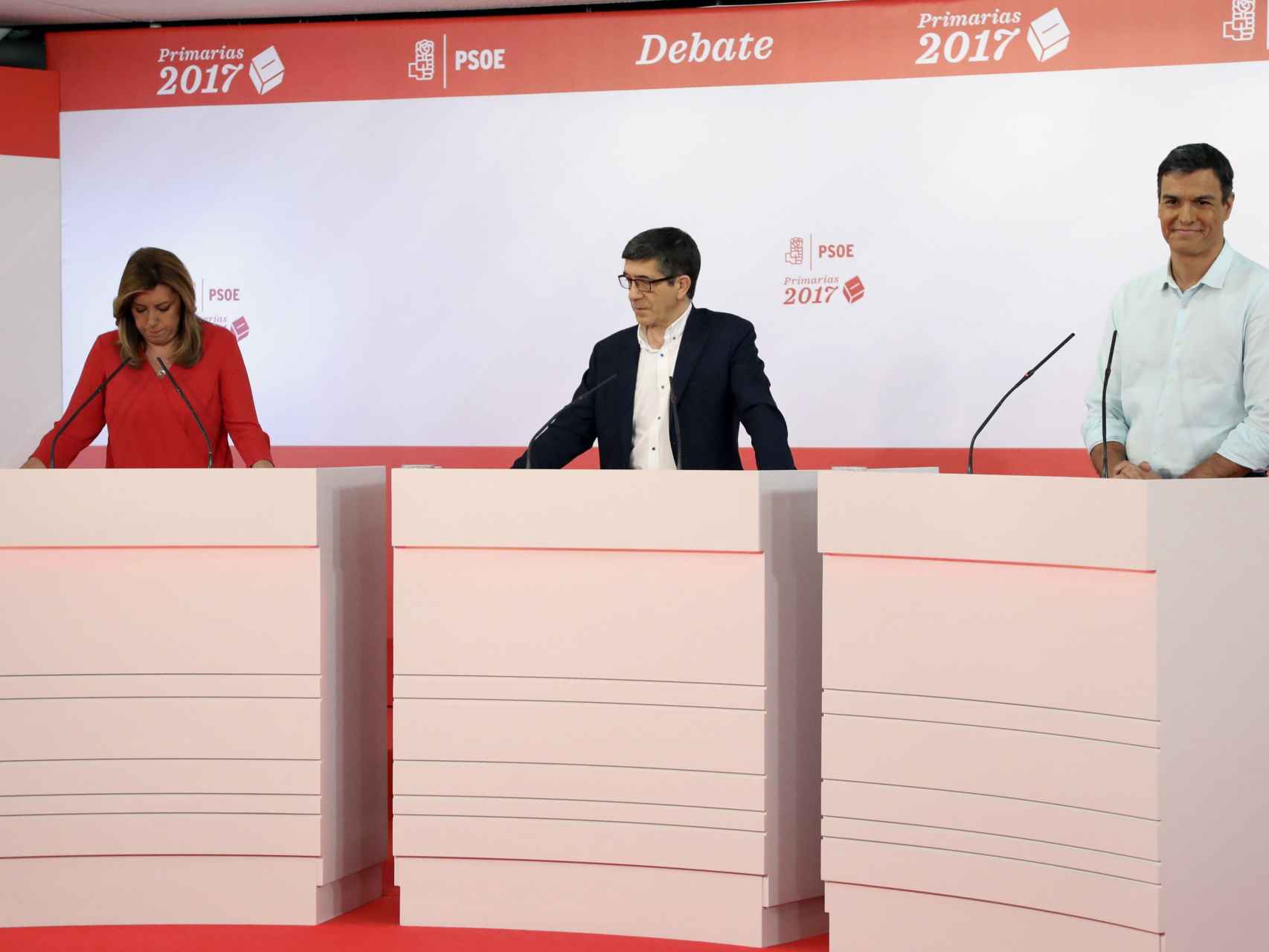 Díaz, López y Sánchez en un momento del debate.
