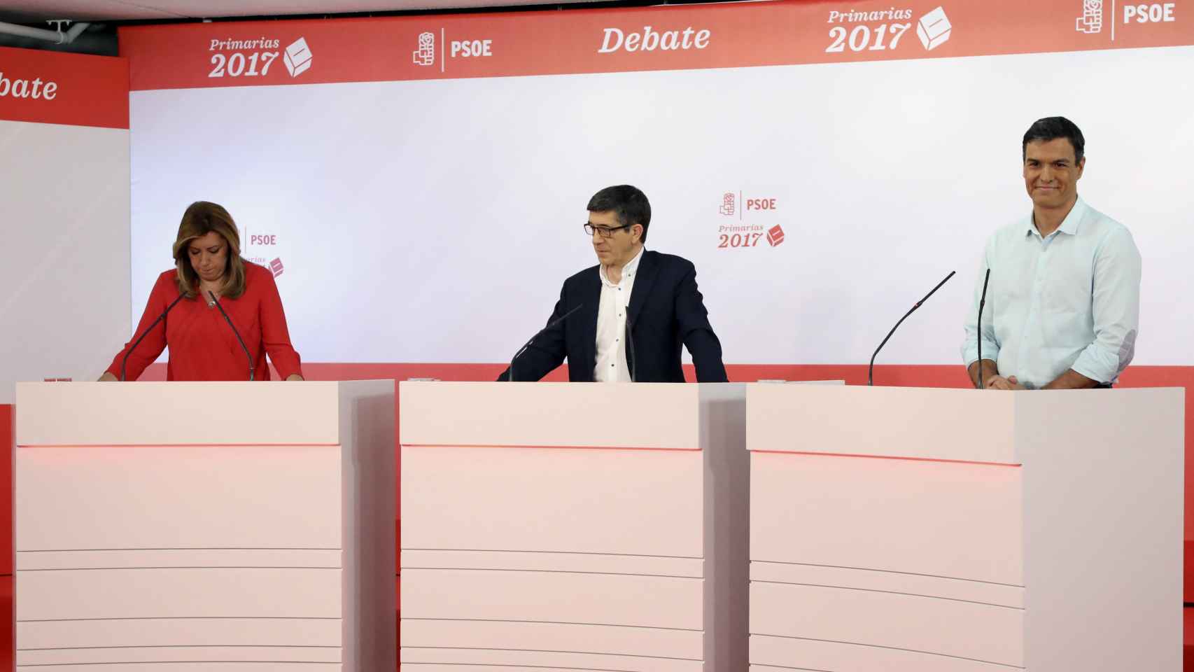 Díaz, López y Sánchez en un momento del debate.