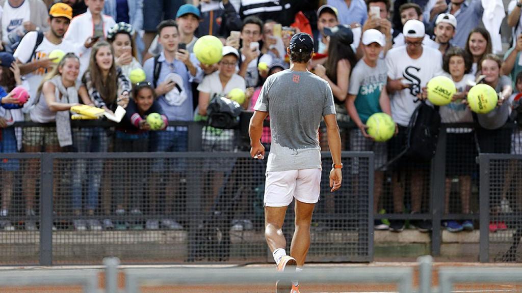 Nadal, tras acabar un entrenamiento en Roma.