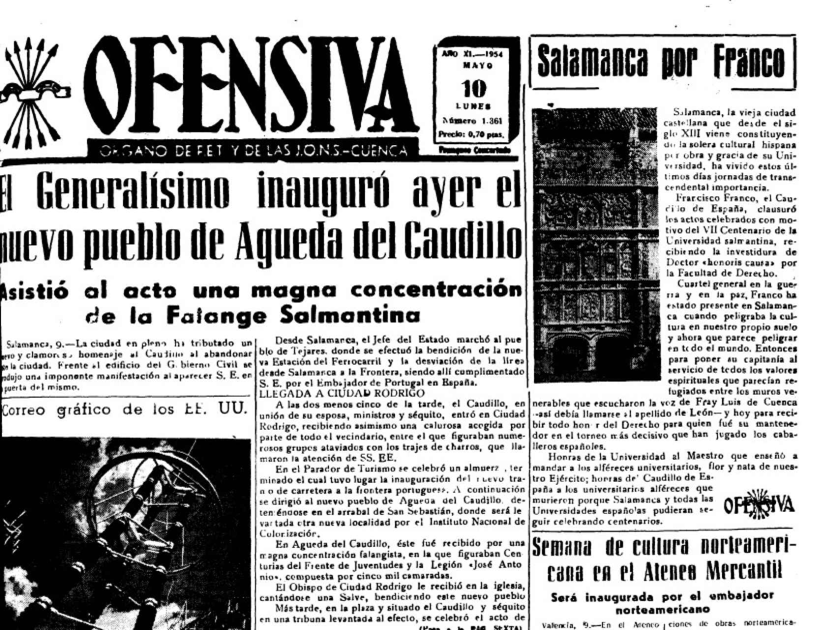 En los diarios de la época, como en esta publicación de Ofensiva se alababa el acto del dictador al día siguiente de la inauguración del pueblo.