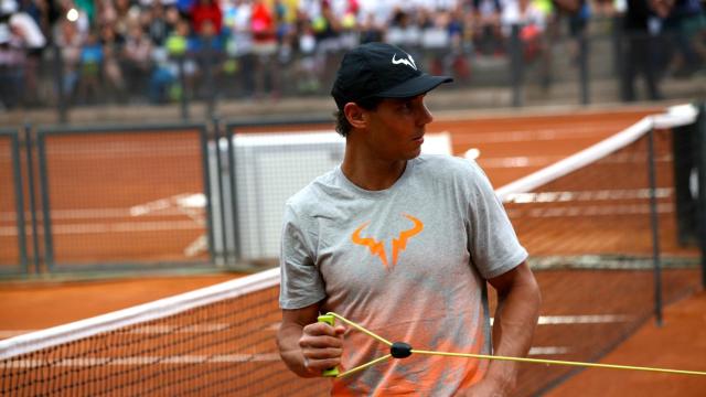 Nadal, durante su primer entrenamiento en Roma.