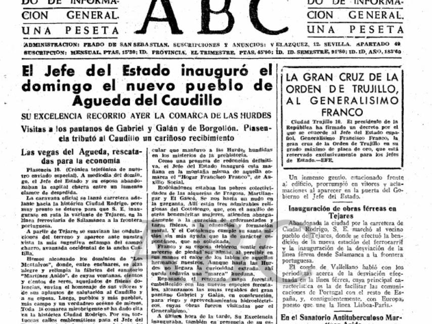 El día que se fundó el pueblo, el diario ABC destacaba en su crónica, un tanto sentimentalista, que Franco y su esposa debieron sentir estremecerse de piedad sus almas, al percibir en sus manos el calor de los labios de aquellos hermanos nuestros.