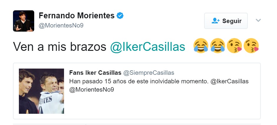 Morientes y Casillas recuerdan La Novena entre risas en Twitter